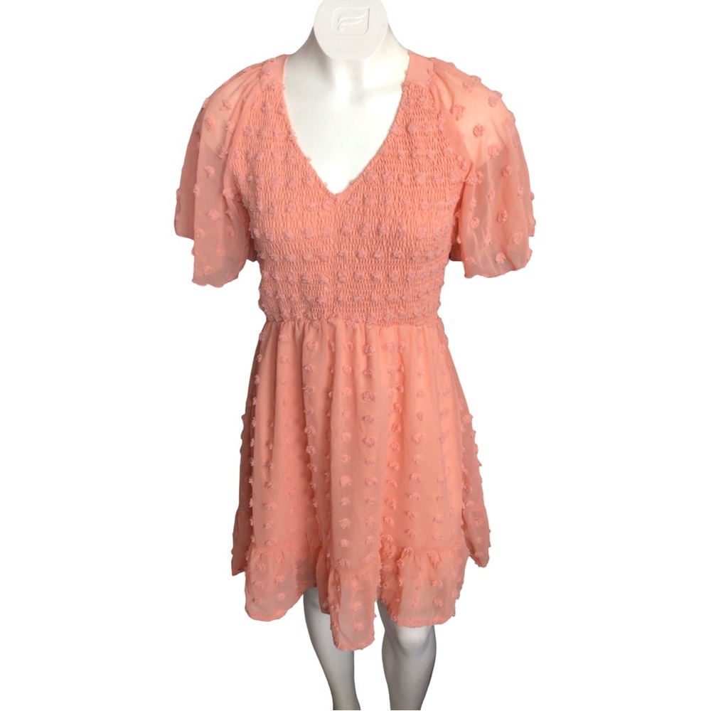 Amazon Peach Milkmaid Mini Dress